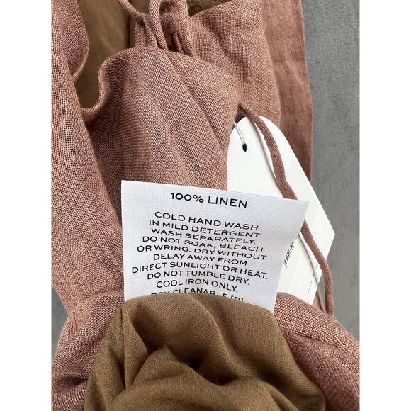 Rumer Mia Lace Dress Size Medium 100% Linen Open Back Maxi Dress in Maple - Picture 11 of 12